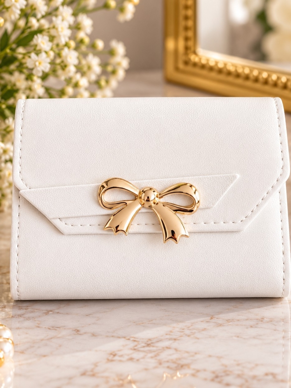 White Bow Accent Women's Wallet